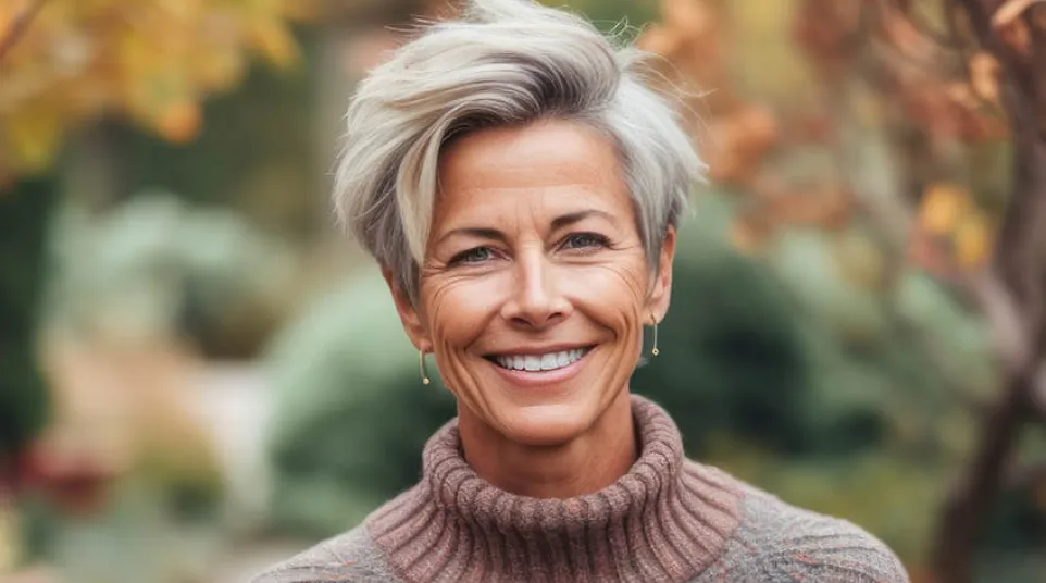 a person smiling outside