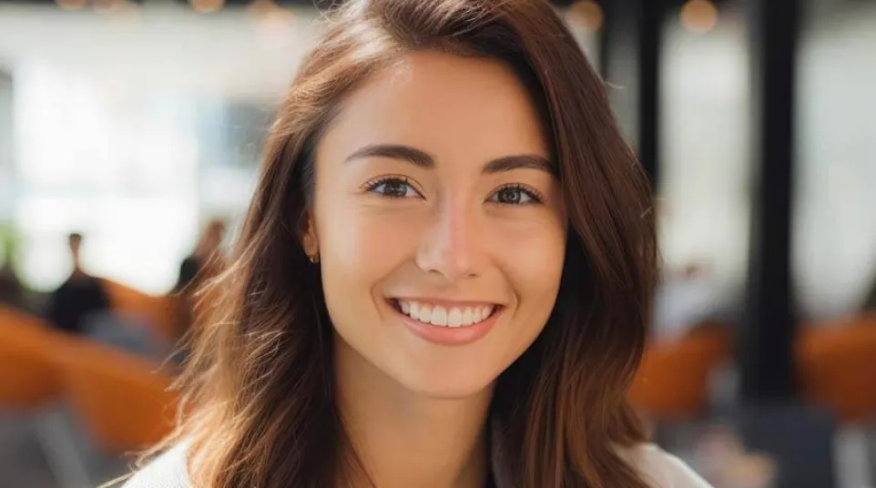 a woman smiling at the camera