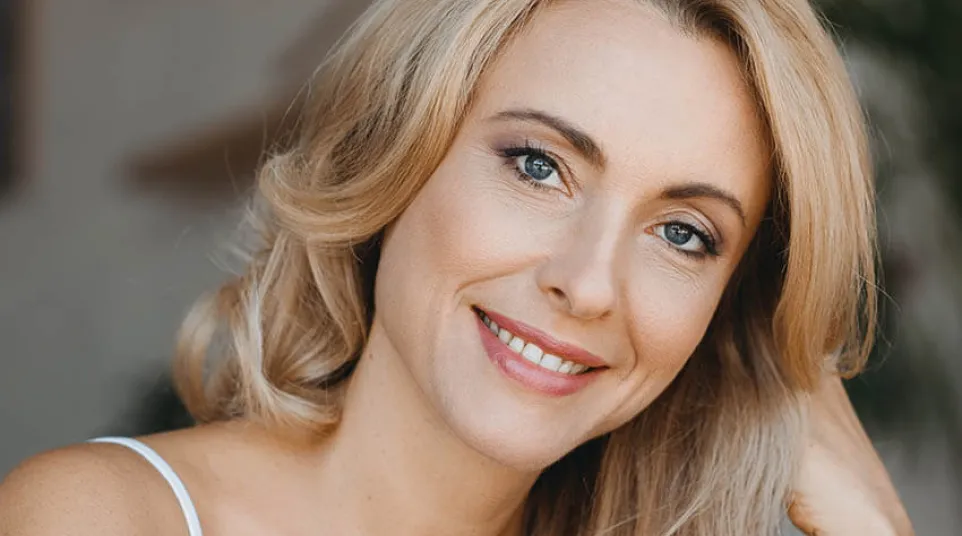 a woman with blonde hair