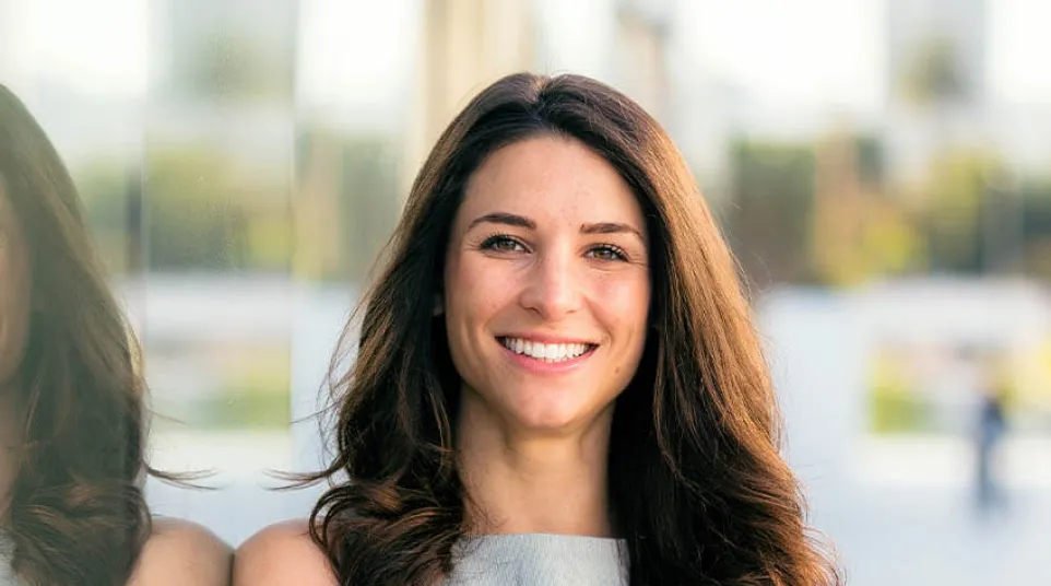 Sophie Blondin in a white tank top