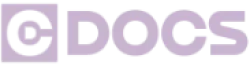 Purple DOCS logo with a stylized letter C inside a square on the left