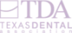 Logo of Texas Dental Association featuring a stylized tooth and acronym TDA in purple.