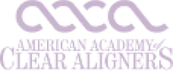 American Academy of Clear Aligners AACA logo in purple with stylized text.