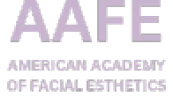 Logo of American Academy of Facial Esthetics with acronym AAFE in purple letters on black background
